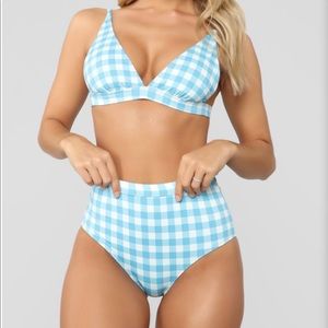 I see you at the pool bikini - blue plaid
